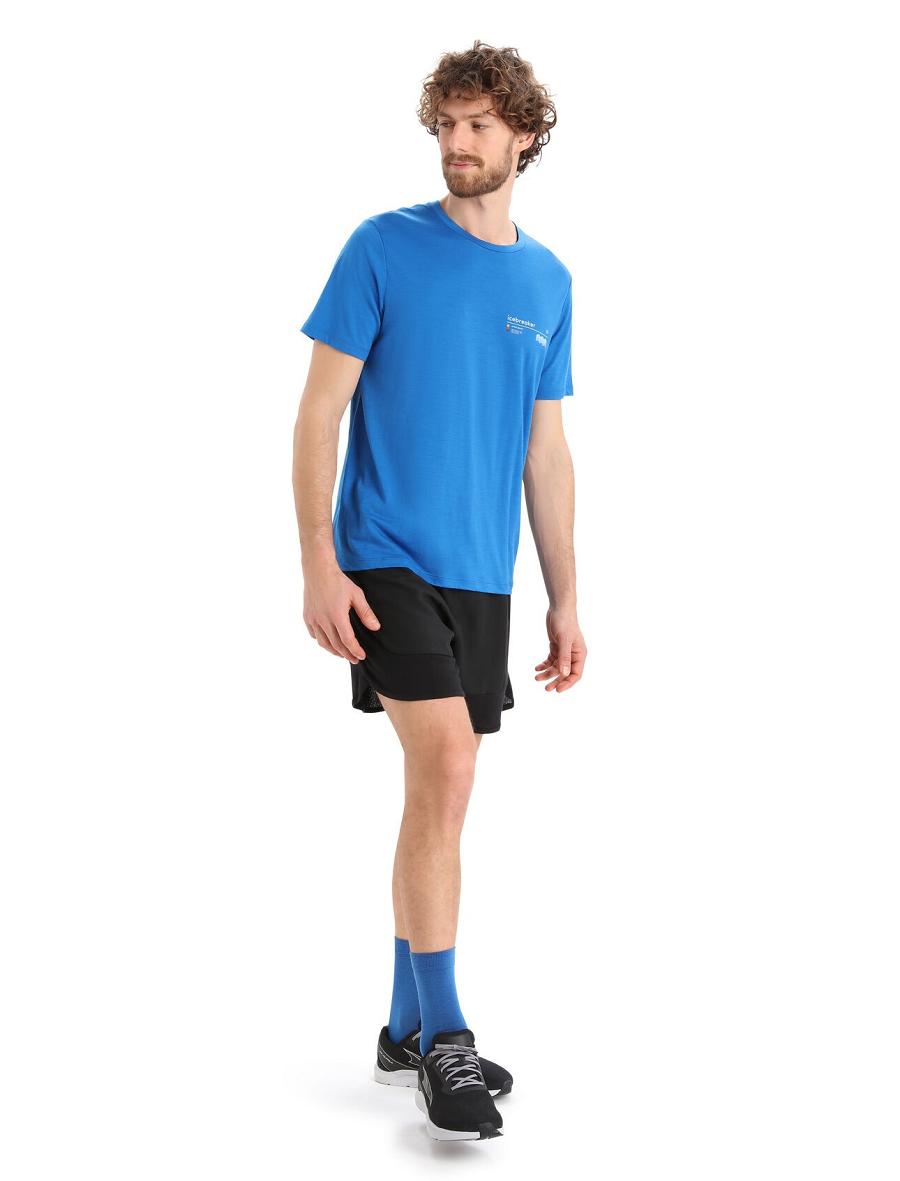 Lazurite Men's Icebreaker Merino Tech Lite II Short Sleeve Alpine Zone T Shirts | USA 1177OKIR